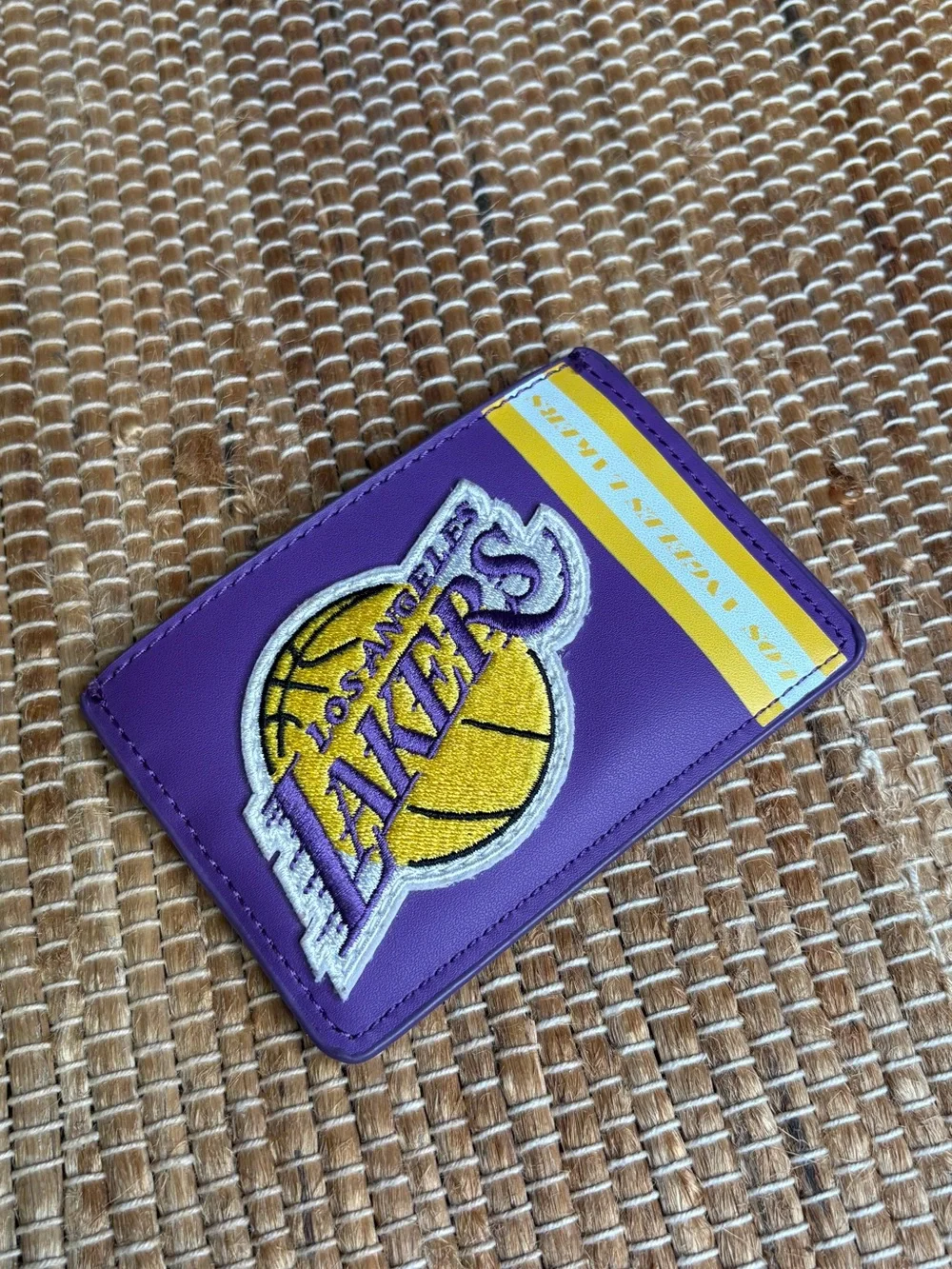 Loungefly NBA Los Angeles Lakers Card Holder Wallet Vegan Leather Purple Gold